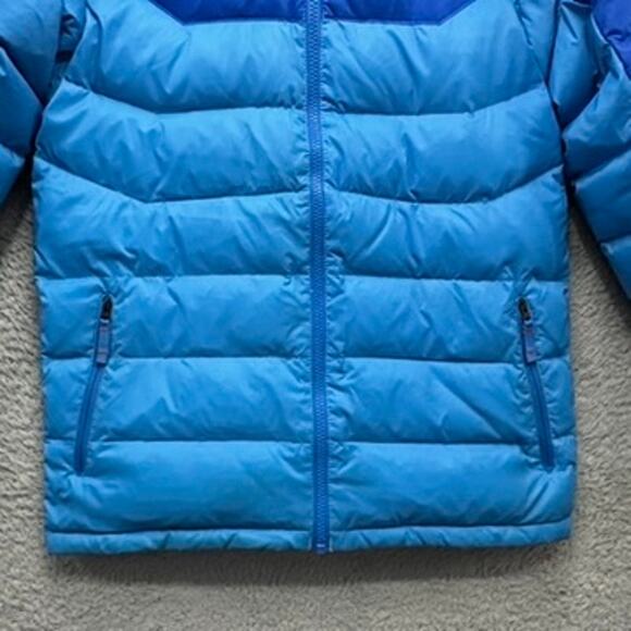 Eddie Bauer First Ascent Youth Large Blue Puffer Down Jacket Hooded Snow Winter - Picture 4 of 12